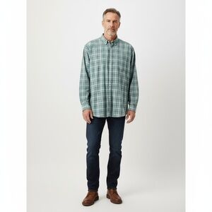 SONOMA GOODS FOR LIFE Plaid Shirt‎ Mens Size XXL Green Blue White Flannel Button